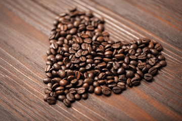 coffee beans laid out heart