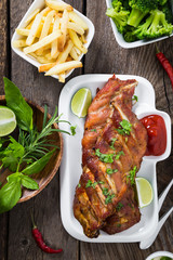Grilled pork ribs with herbs