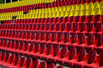 Stadium seats colored closeup