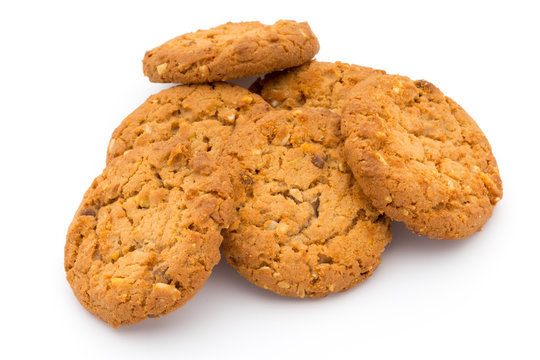 Oatmeal cookies with isolated background.