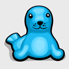 Blue seal. Childrens soft toy. Vector illustration