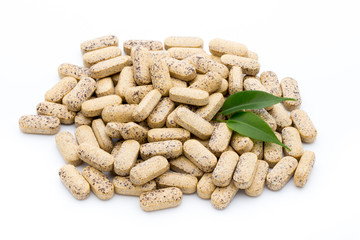 Alternative Medicine. Vitamin capsules. Homeopathic supplement.