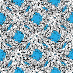 Floral seamless pattern background with leaves.