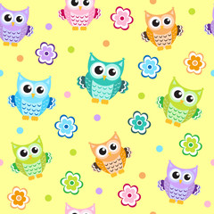 Obraz premium owl baby seamless texture