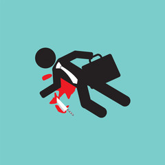 Businessman Is Dead By Murder Vector Illustration.