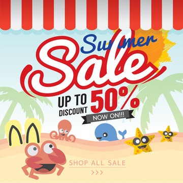 Summer Sale Banner Vector Illustration.