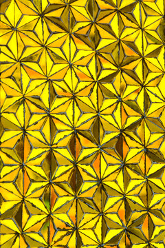 Gold texture with mosaic pattern in Wat Traimit. Bangkok, Thaila