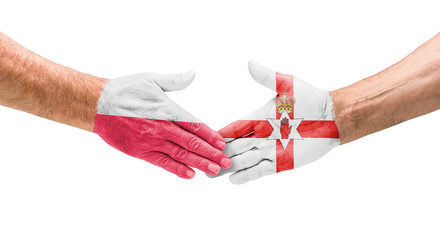 Fußballmannschaften - Handshake zwischen Polen und Nordirland