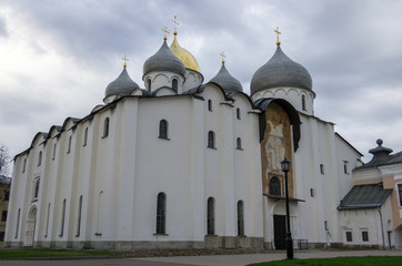 Fototapeta na wymiar St.Sophia Cathedral in Novgorod Kremlin. Veliky Novgorod, Russia
