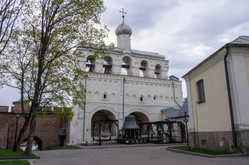 Fototapeta na wymiar Belfry of St. Sophia Cathedral. Veliky Novgorod, Russia
