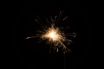 Firework Sparkler on black background, close-up