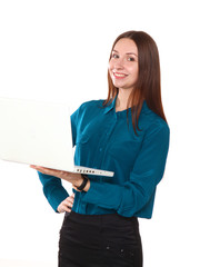 Close up portrait of young beautiful girl having fun. Natural makeup