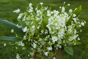 beautiful spring bouquet of lilies of the valley