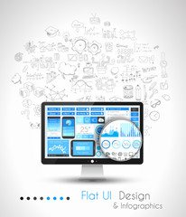 Business Solution and Idea Conceptual background with a desktop pc