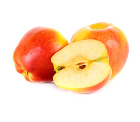 Apple slices  on white background