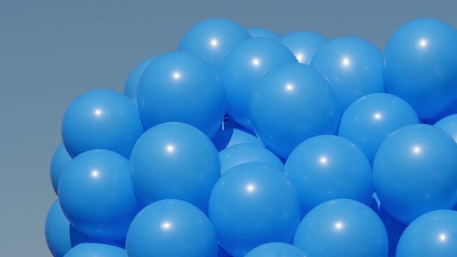 Color helium balloons. Festive balloons fastened together.
