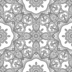Coloring pages for adults.Decorative hand drawn doodle nature ornamental curl vector sketchy seamless pattern.