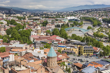  Tbilisi city center aerial view from Narikala Fortress, Georgia
