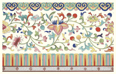 Vectorized grunge floral ornament