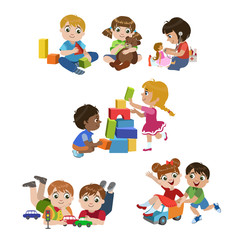 Kids Playing Indoors Set