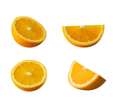 Orange fruit isolated set on white background