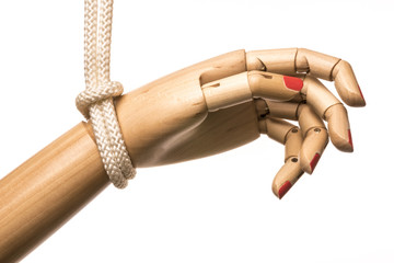 White woman hand attached on rope