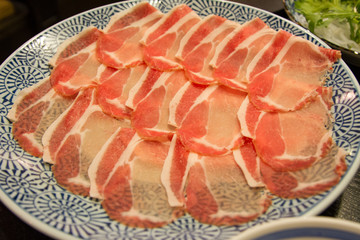 Pig slides for in Shabu dish Background Nice to eat