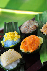 Banana Leaf cup of Sticky Rice Thai Dessert