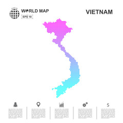Fototapeta premium Map Of Vietnam pixel Vector