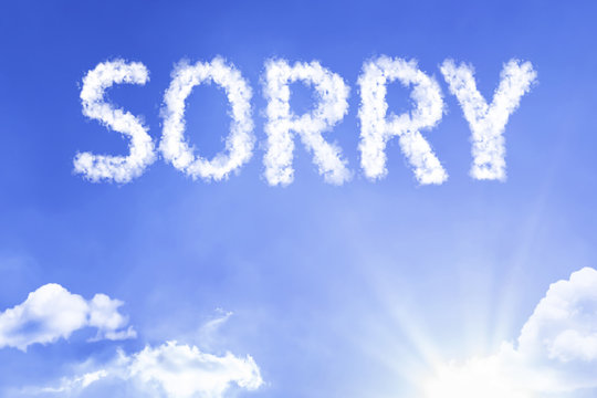 Sorry cloud word with a blue sky