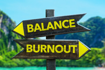 Balance - Burnout crossroad in a beach background