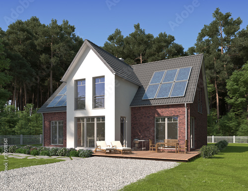 Haus Klinker mit weissem Erker\ Haus Klinker mit weissem Erker\