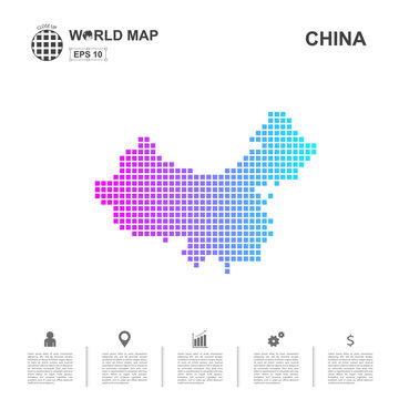 Map Of China pixel Vector