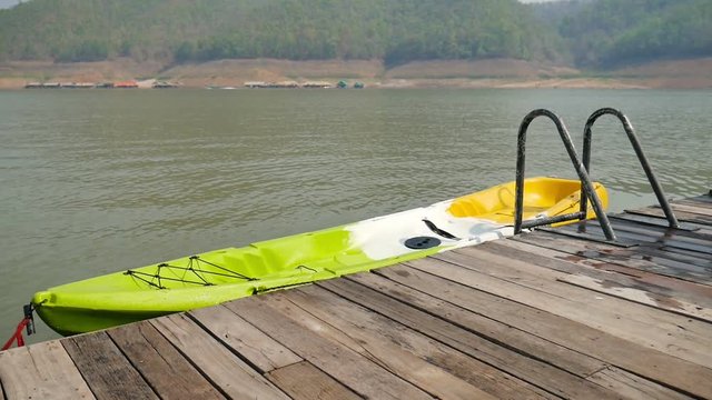 Kayak boat in big river