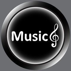 Icon black treble clef and music