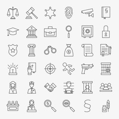 Law and Justice Line Art Design Icons Big Set