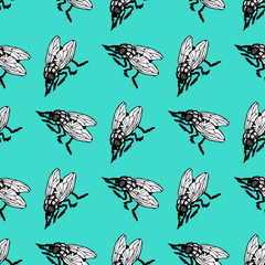 Seamless pattern with insects