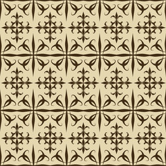 Vector texture with ethnic motif on brown background.