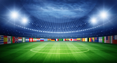 Stadium and nations teams flags
