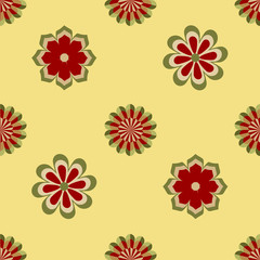 Fototapeta na wymiar Vector texture with bright and joyful stylized floral pattern.