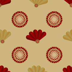 Vector bright seamless pattern with fans.