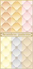 Six seamless patterns with stylized quilted fabric.