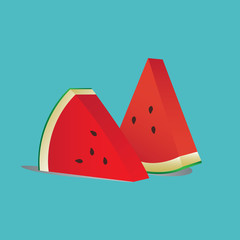 Split watermelon cut large pieces of pastel colored background.