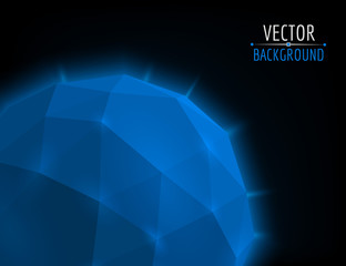 Vector 3D object. Abstract shape background. Sphere with lights.