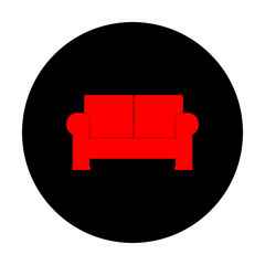 Sofa sign. Red vector icon
