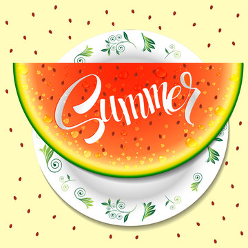 Hello summer. watermelon on a plate