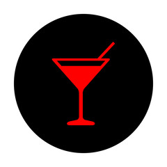 Cocktail sign. Red vector icon