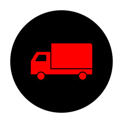 Delivery sign. Red vector icon