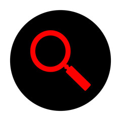 Zoom sign. Red vector icon