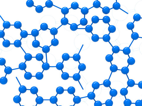 blue molecule on white background